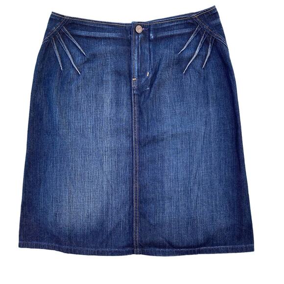 New Citizens of Humanity Women's Dark Wash Godet Knee Length Denim Jean Skirt 30 - Picture 5 of 9